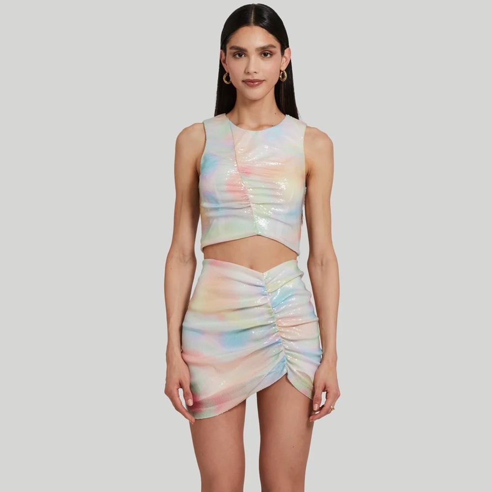 Amanda Uprichard Jacinta Top and Skirt in Sequin Glow